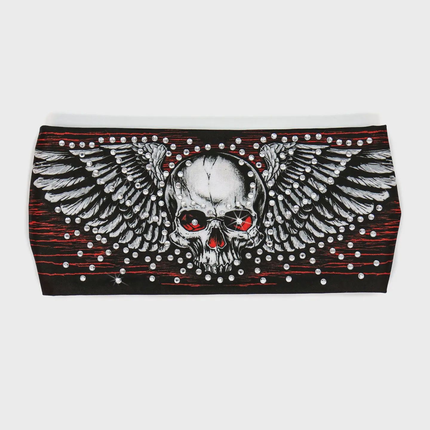 Hot Leathers Bling Bands Skull and Wings Rhinestone Crystal Headband