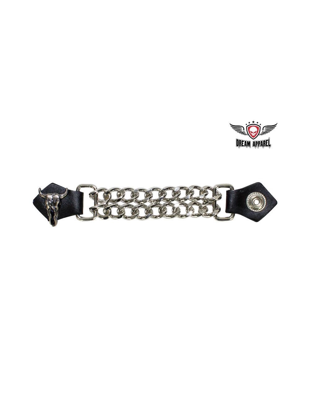 Vest Extender W/ Polished Steer Skull Graphic