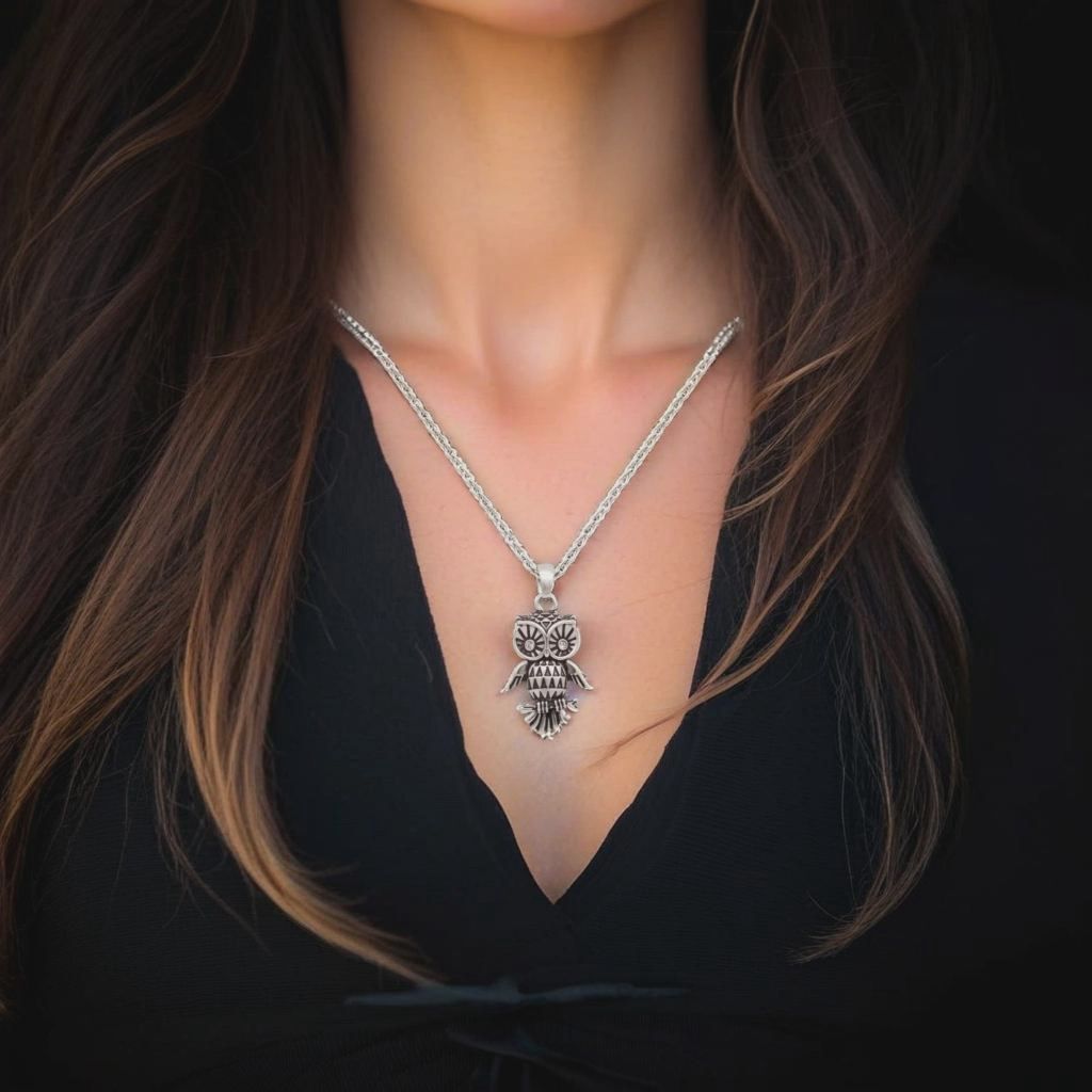 Controse Sparkly-Eyed Owl Necklace