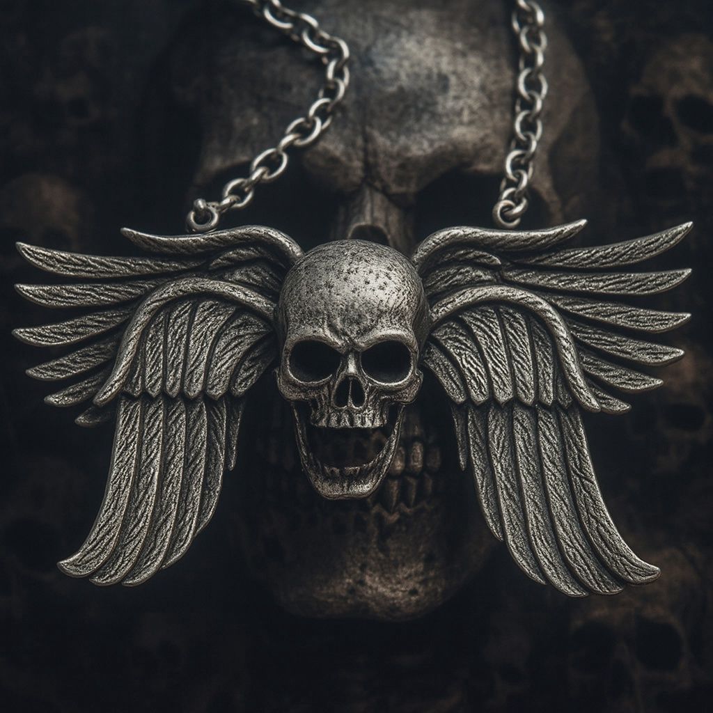 Immortalia - Skull with Wing Necklace