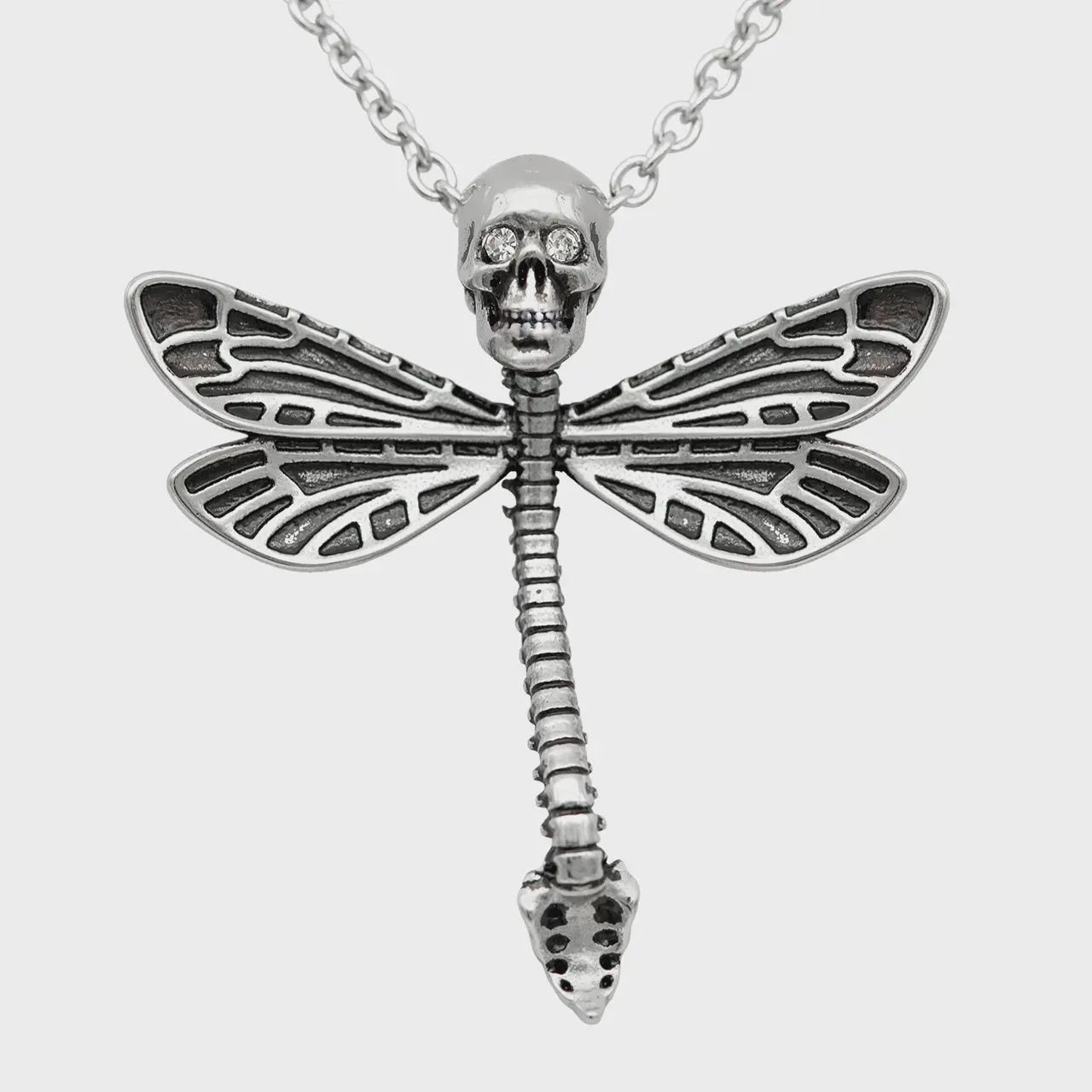 Controse Deadly Dragonfly Necklace with Clear Crystal