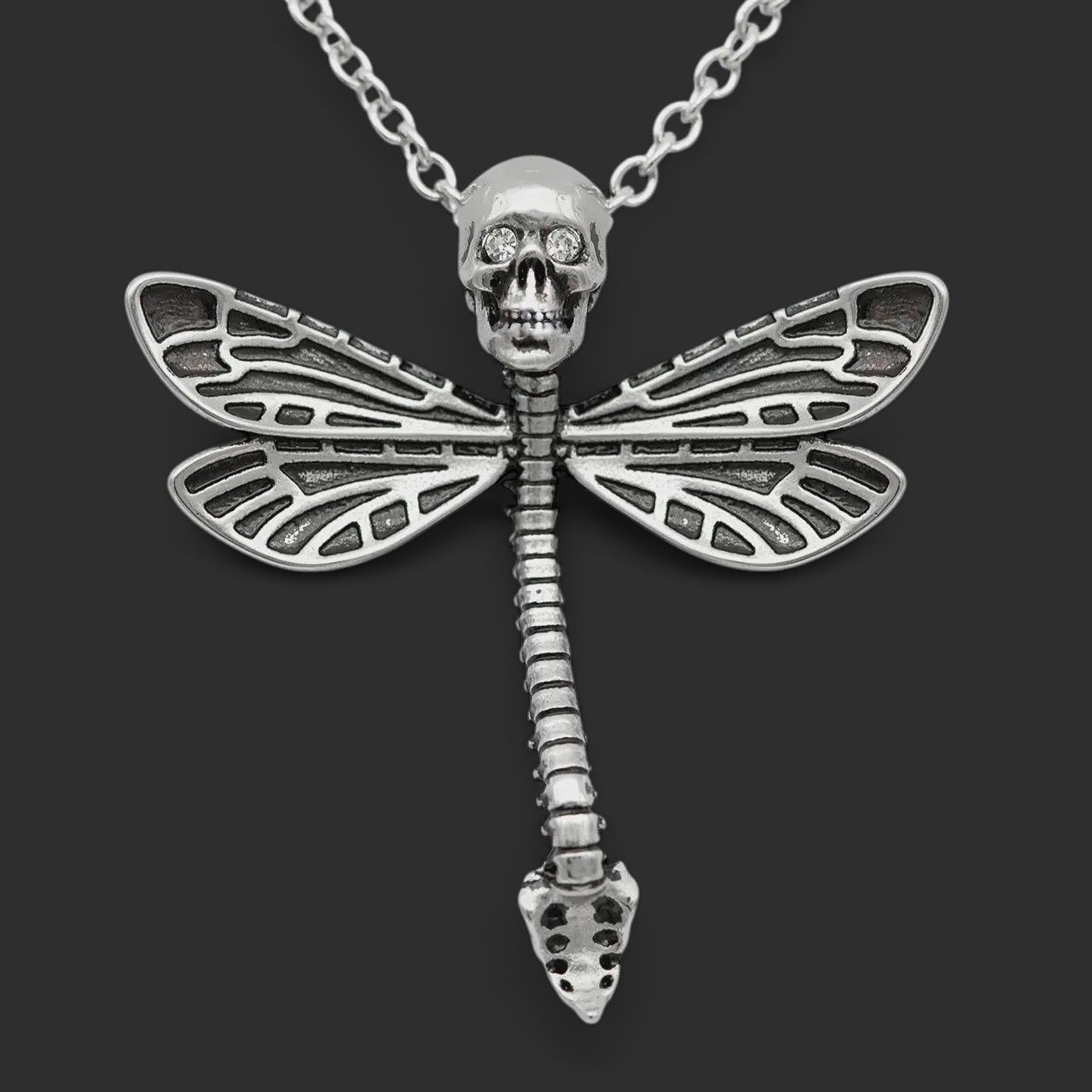 Controse Deadly Dragonfly Necklace with Clear Crystal