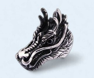 Black Stone Eyes Dragon 316L Stainless Steel Ring