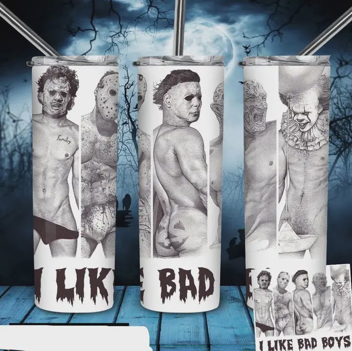 I Like Bad Boys Horror Pinups- Stainless Steel Tumbler