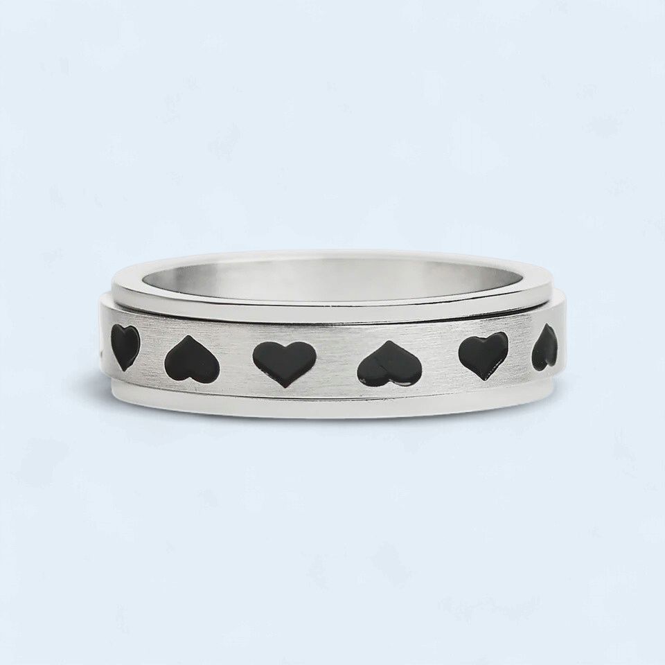 Black Hearts Spinner Ring