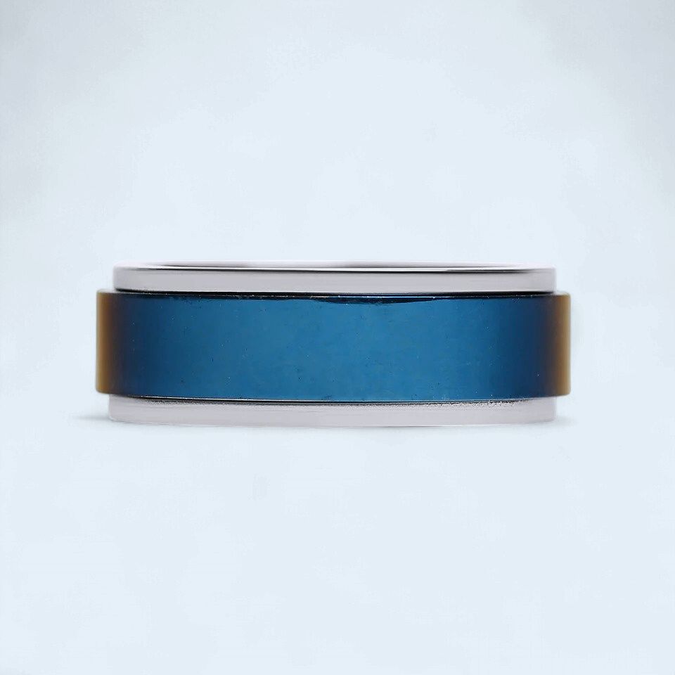 Blue Center Stainless Steel Spinner Ring