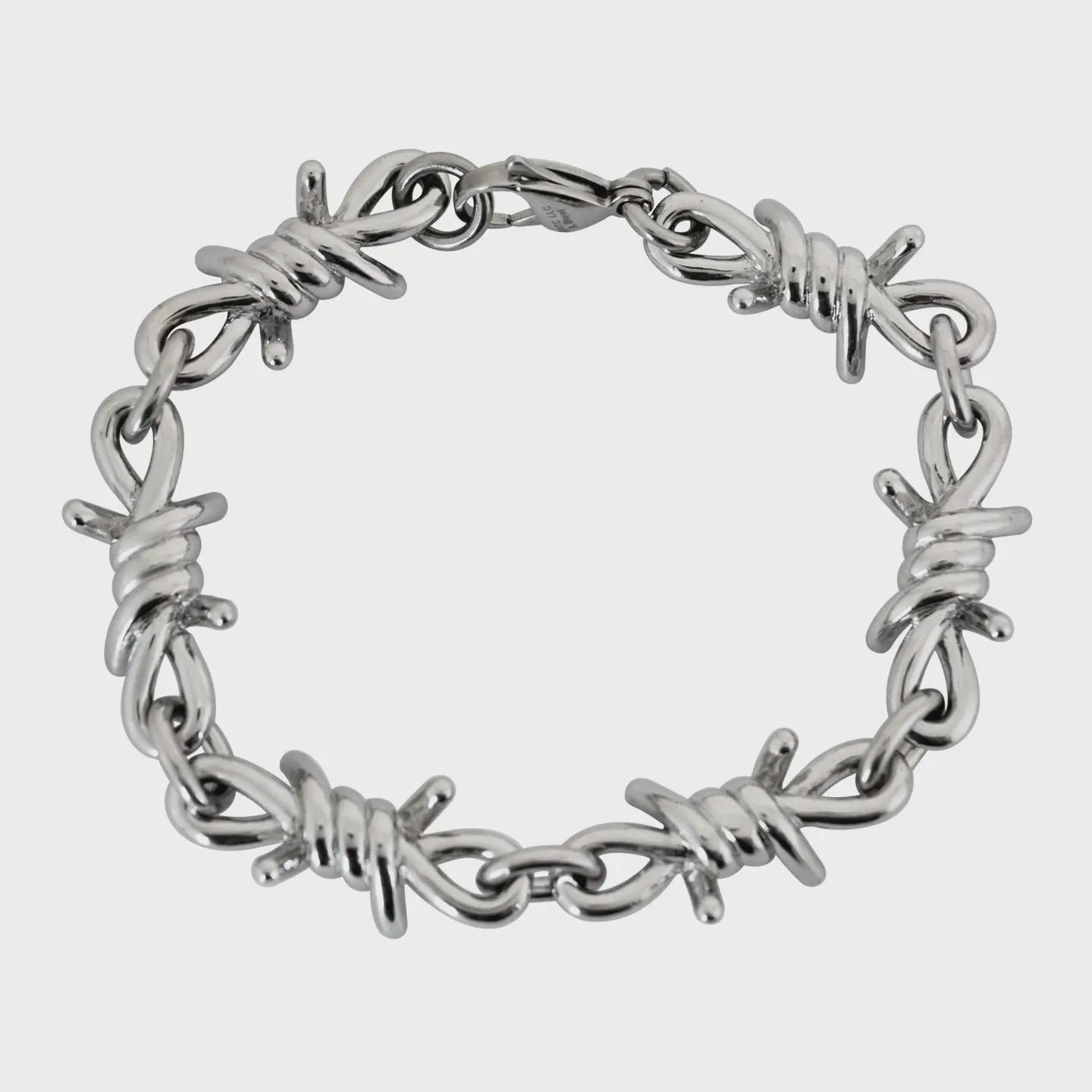9" Men's Large Stainless Steel Barbed Wire Link Design