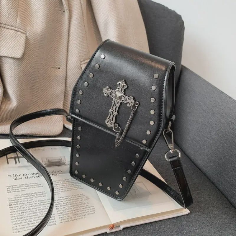 Gothic Vintage Cross Studded Crossbody Bag
