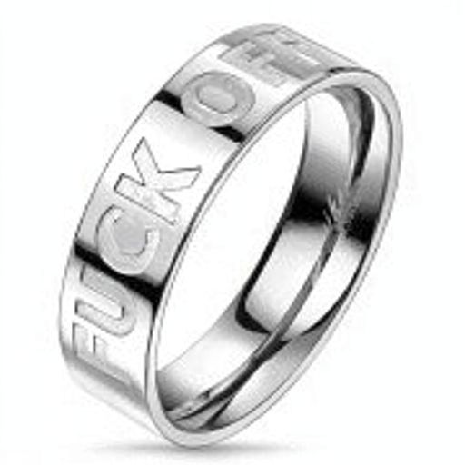 F Off Deep Etched 316L Stainless Steel Ring