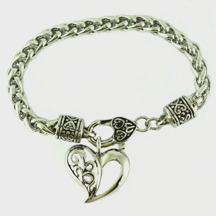 Heart Bracelet Stainless Steel Chain 7mm