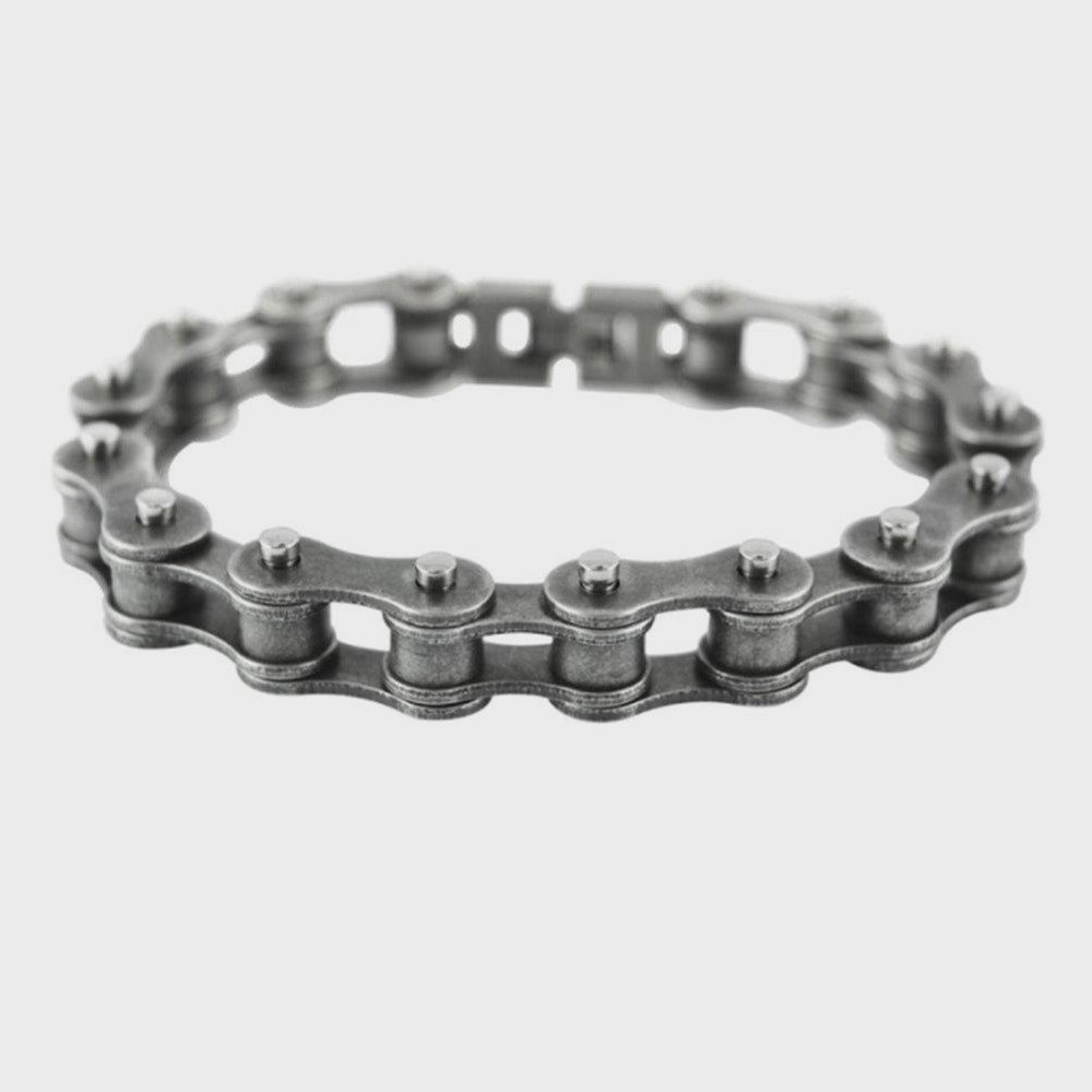 9" Antiqued Worn Look Wide Bike Chain Bracelet