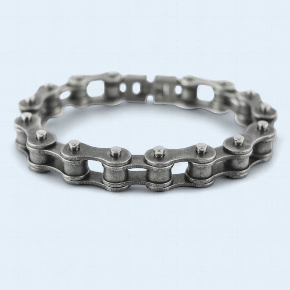 9" Antiqued 316L Stainless Steel Bike Chain Bracelet