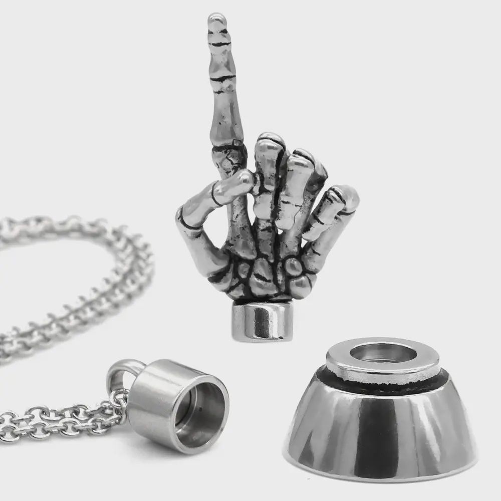“I Choose You” Skeleton Hand Necklace with Magnetic Ornament