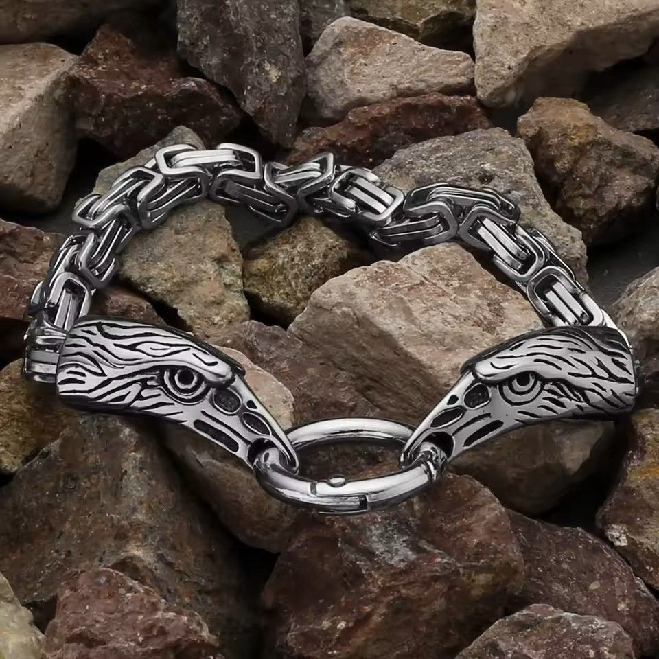 9" 316L Stainless Steel Nordic Bird Head Bracelet