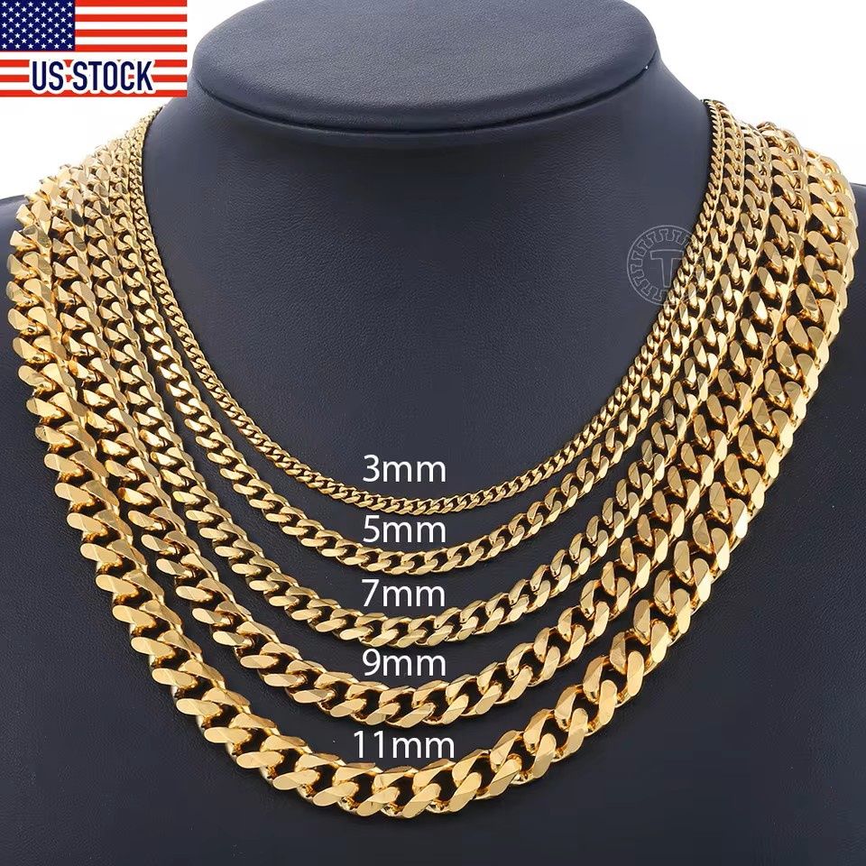 24" 5mm Gold Plated Stainless Steel Curb Chain