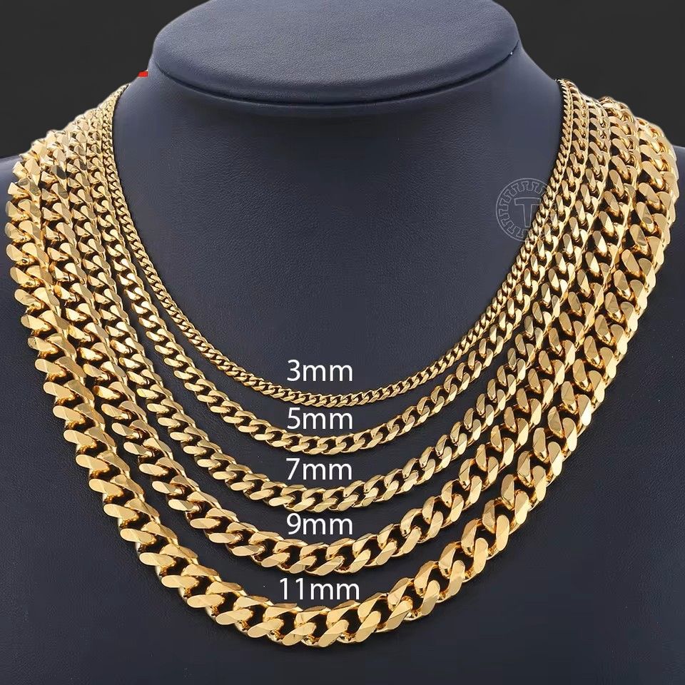 24" 5mm Gold PVD 316L Stainless Steel Curb Chain