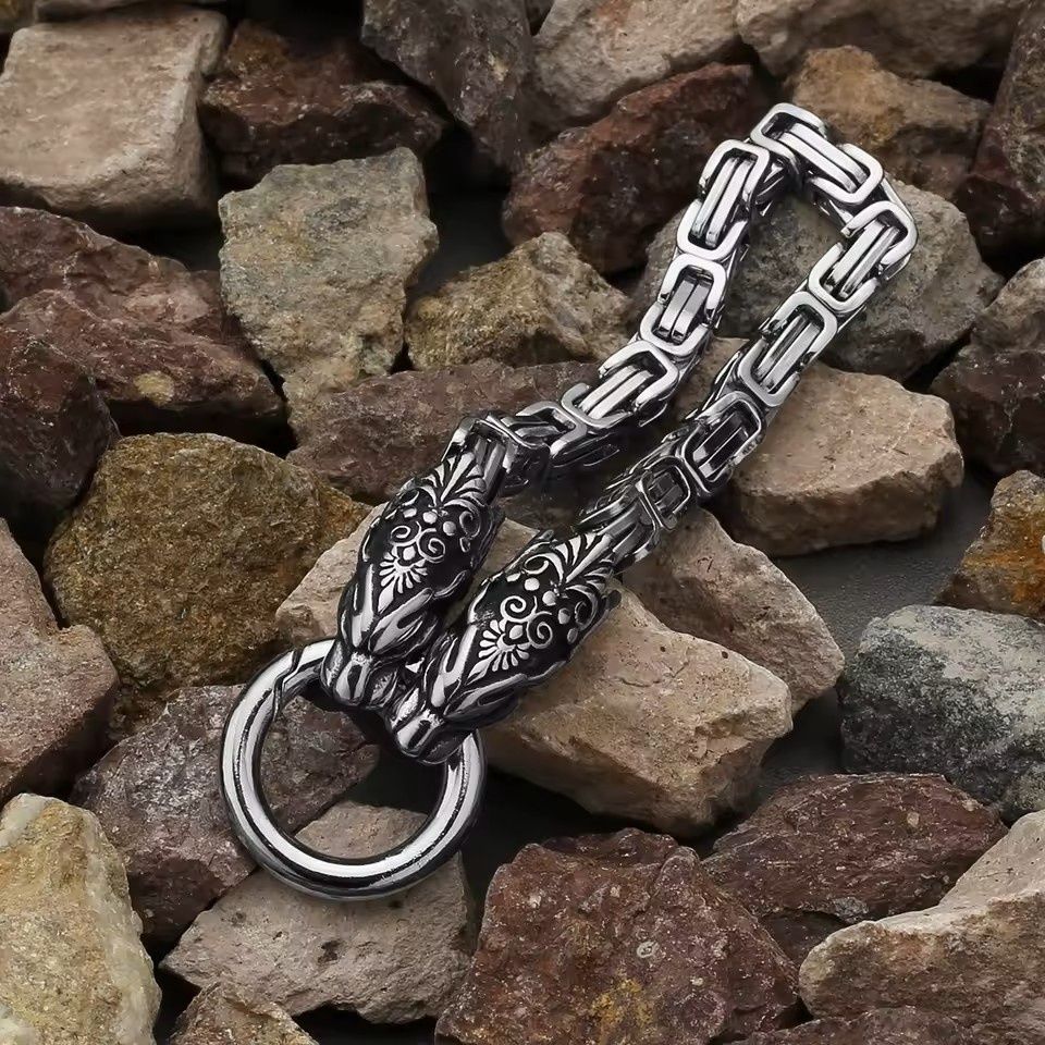 9" Stainless Steel Dragon Head Bracelet