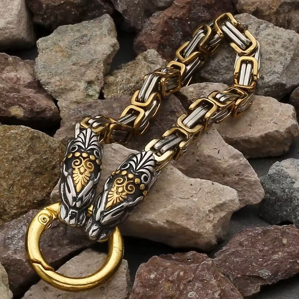 10" Golden Dragon Head Bracelet
