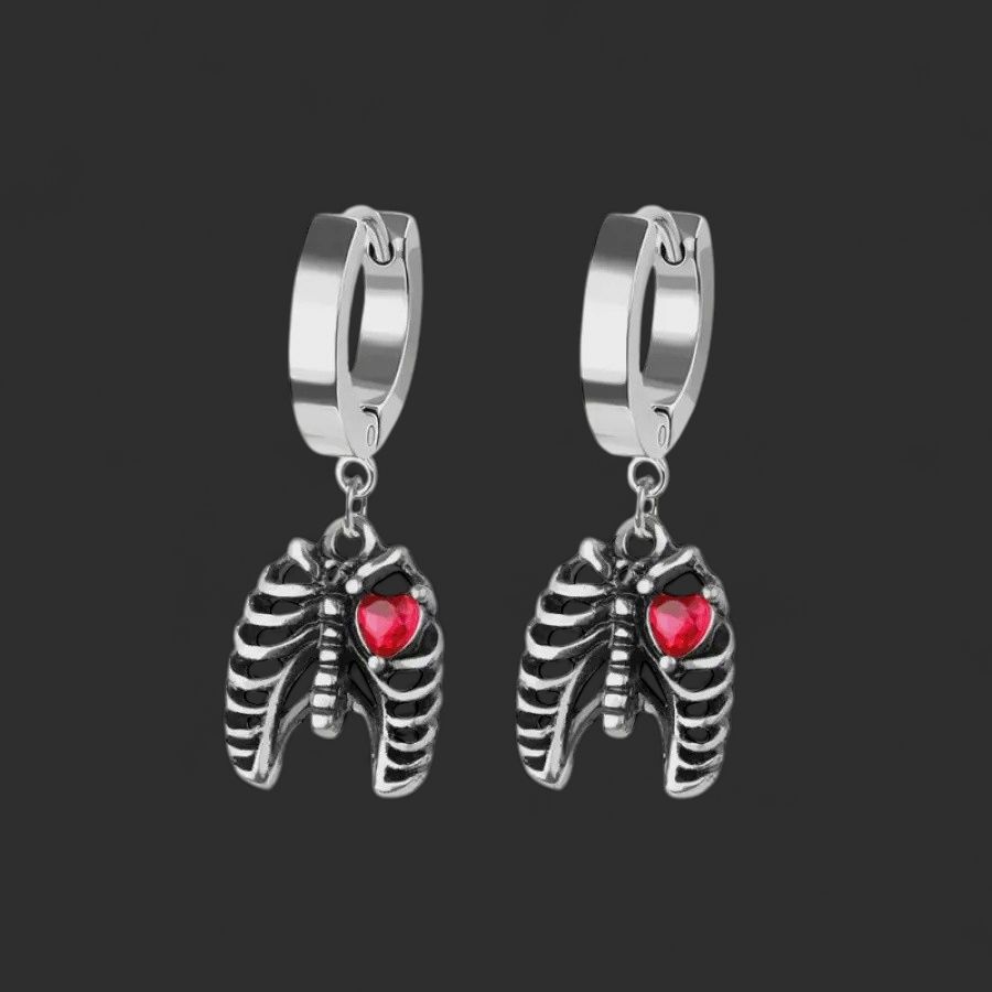 Pair of 316L Stainless Steel Rib Cage Dangle Earrings