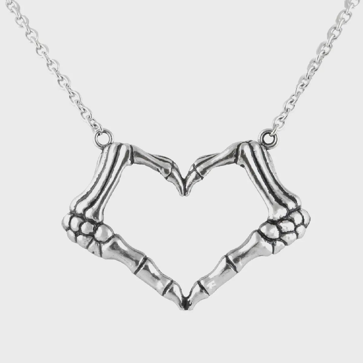 Controse Skeleton Hand Heart Necklace - I Love You To Death