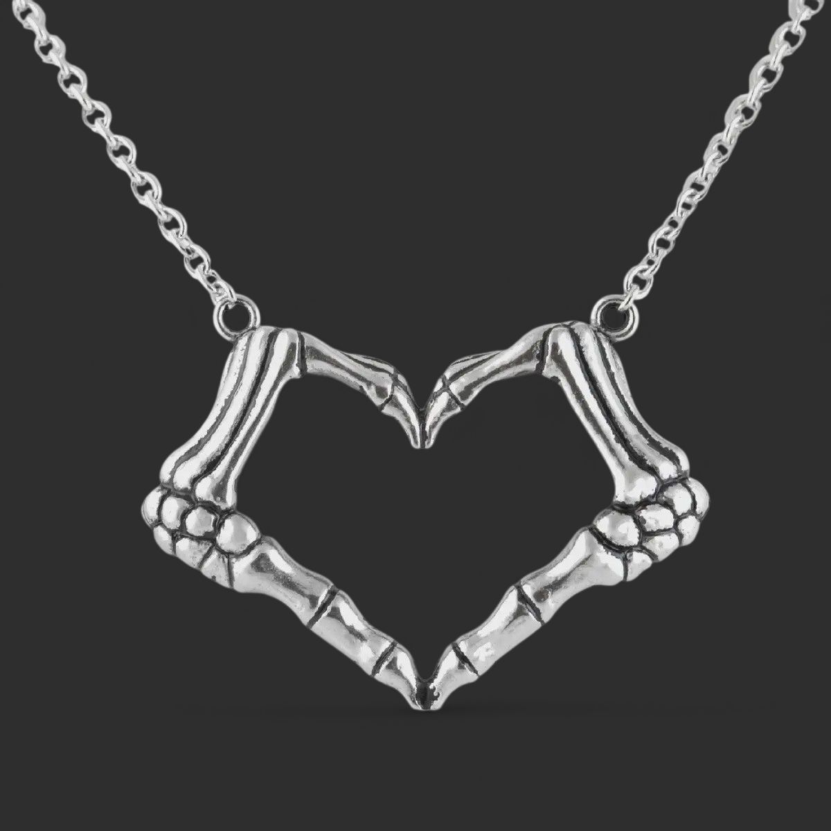 Controse Skeleton Hand Heart Necklace - I Love You To Death