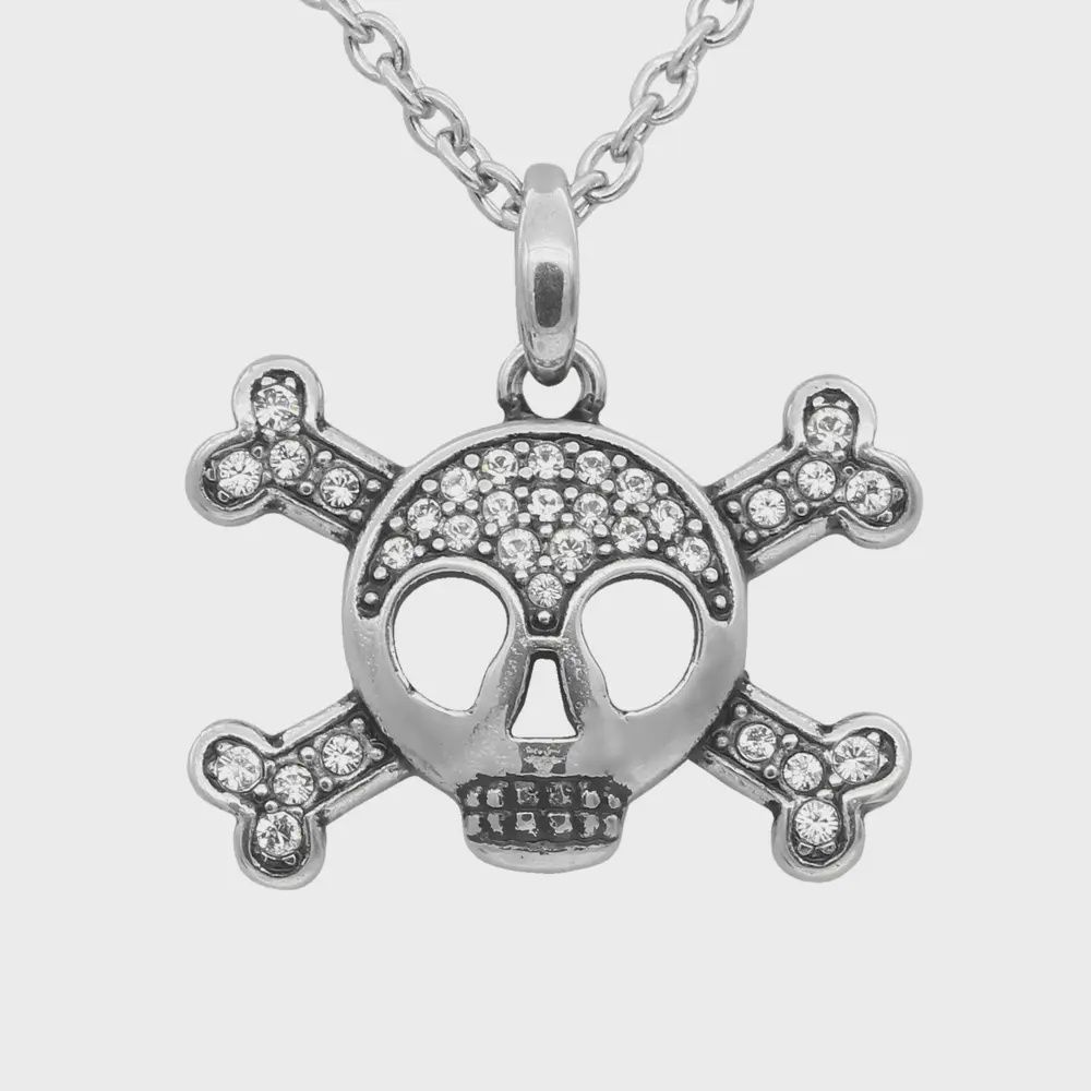 Controse Studded Skull &amp; Crossbones Necklace