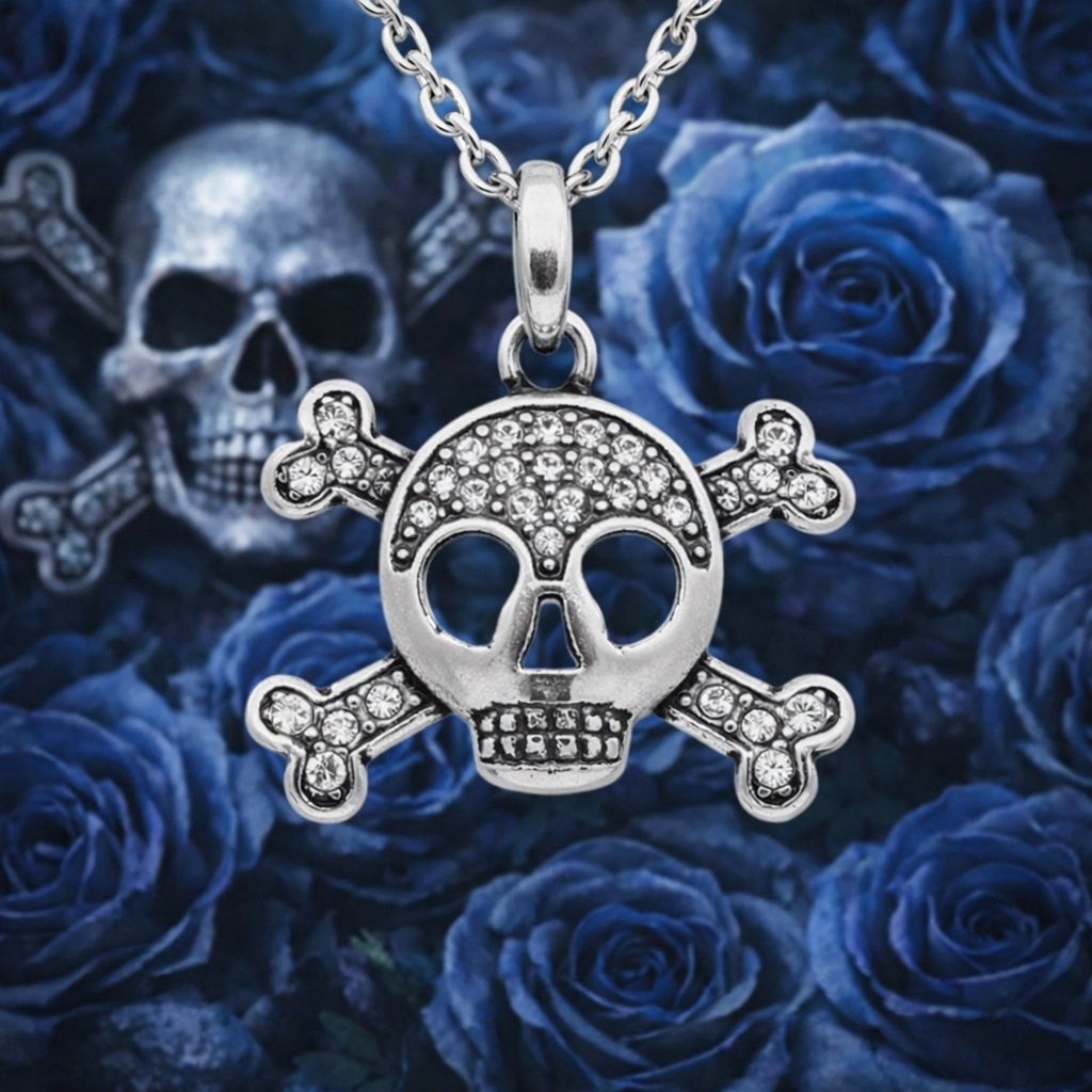 Controse Studded Skull &amp; Crossbones Necklace