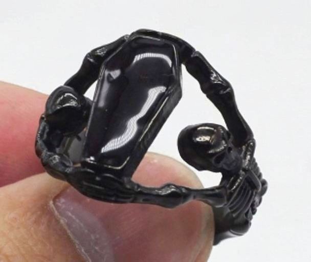 Black 316L Stainless Steel Coffin Ring