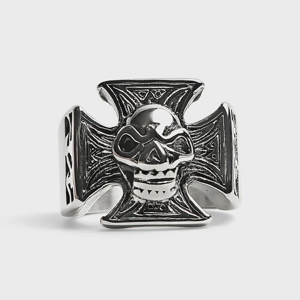 Skull Maltese Cross Ring