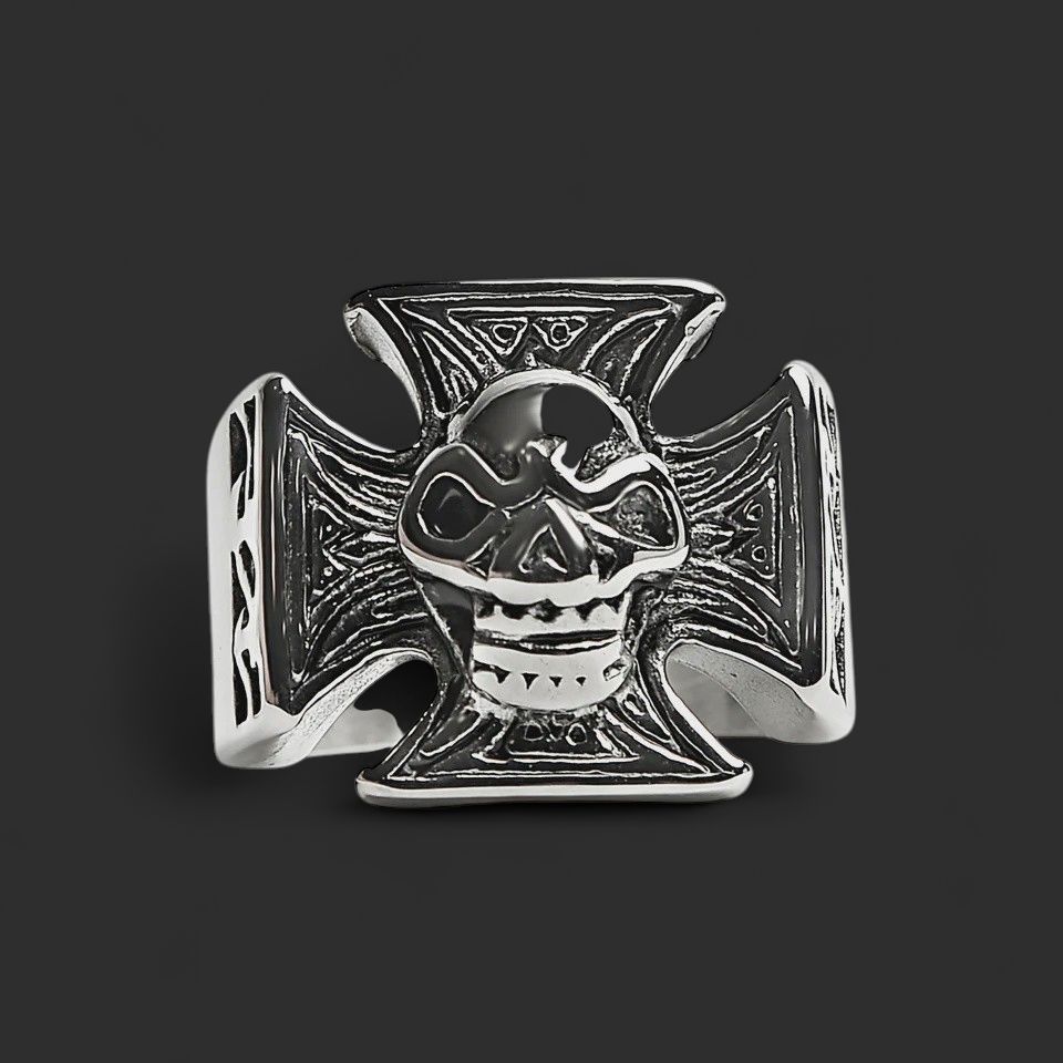 Skull Maltese Cross Ring