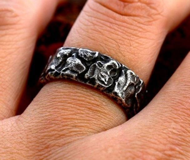 Meteorite Viking Script ring