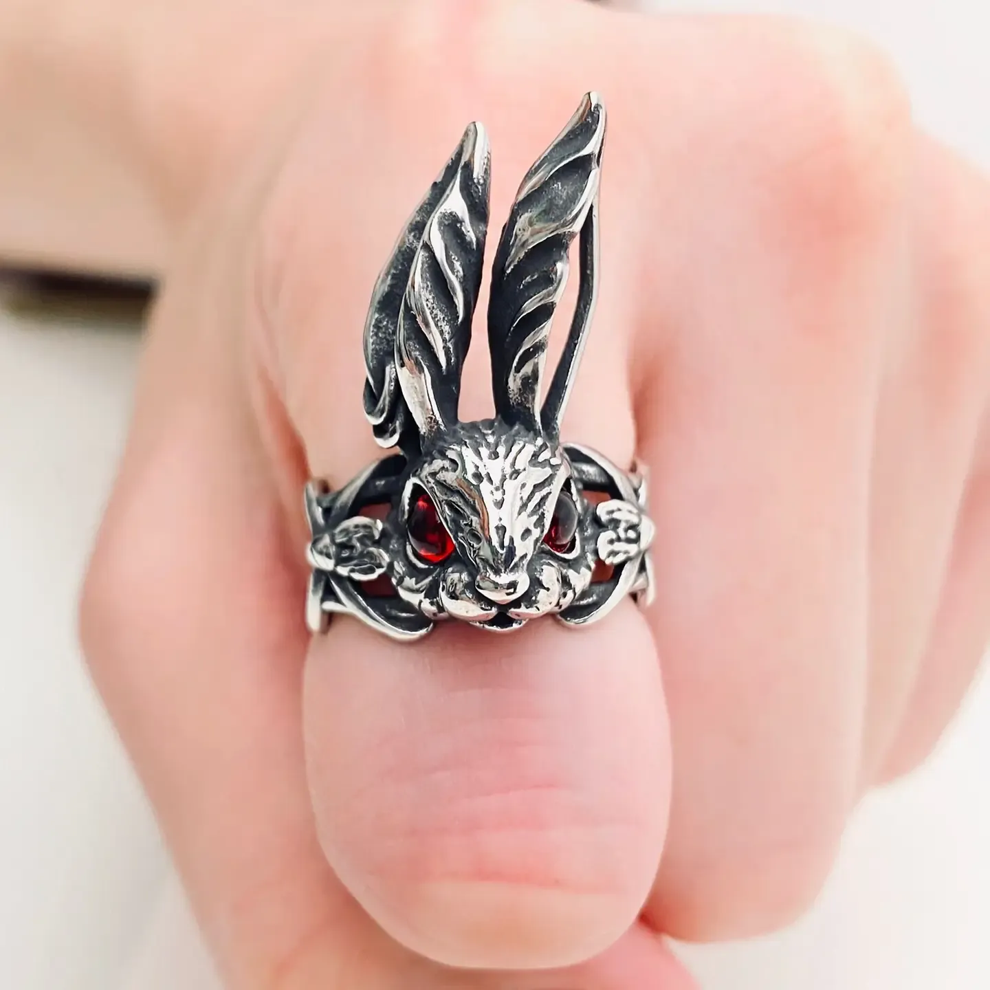 Unisex Vintage Devil Rabbit 316L Stainless Steel Ring