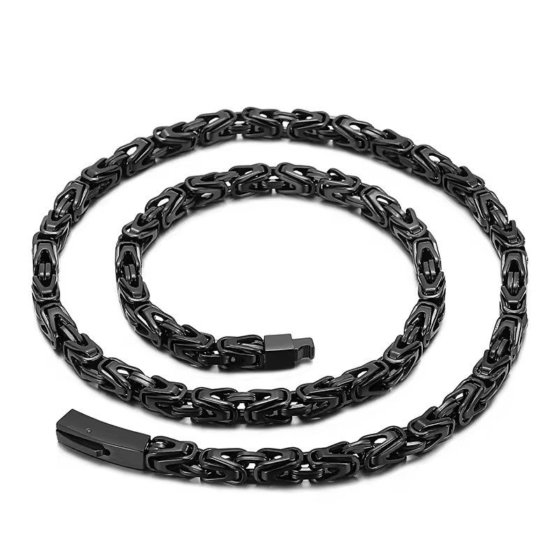 26" 6mm Black Byzantine Chain