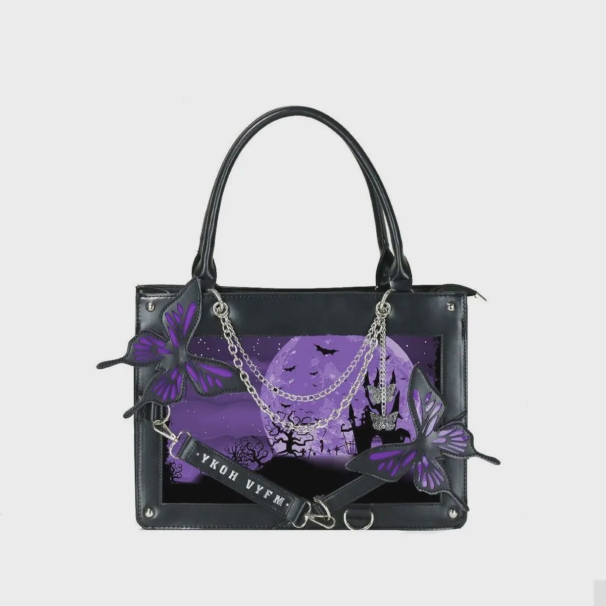 Women Fashion Creative Gothic Maze Butterfly Purple Handbag