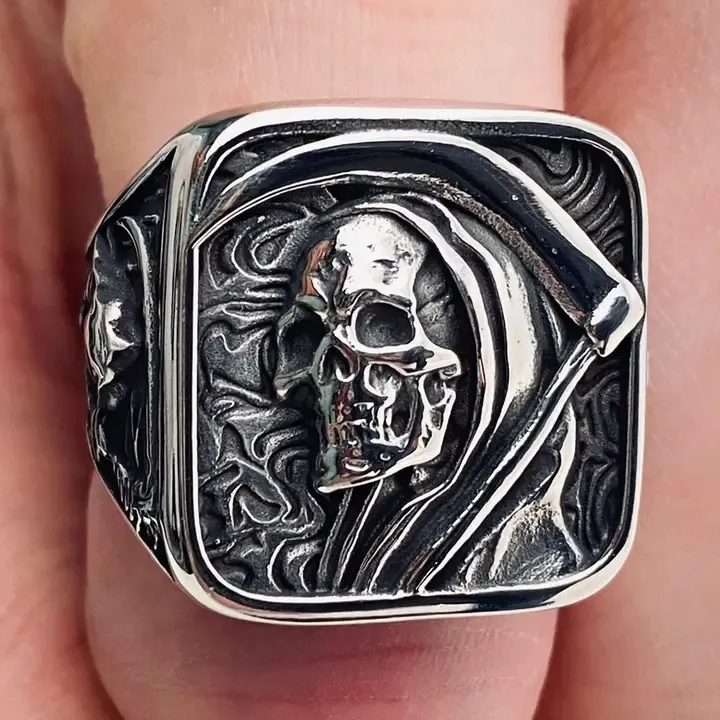 Skull Sickle Death 316L Stainless Steel Ring