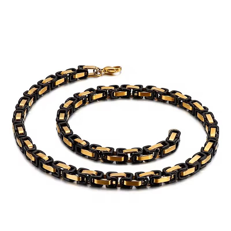 Black Gold 6mm 24" Byzantine Chain