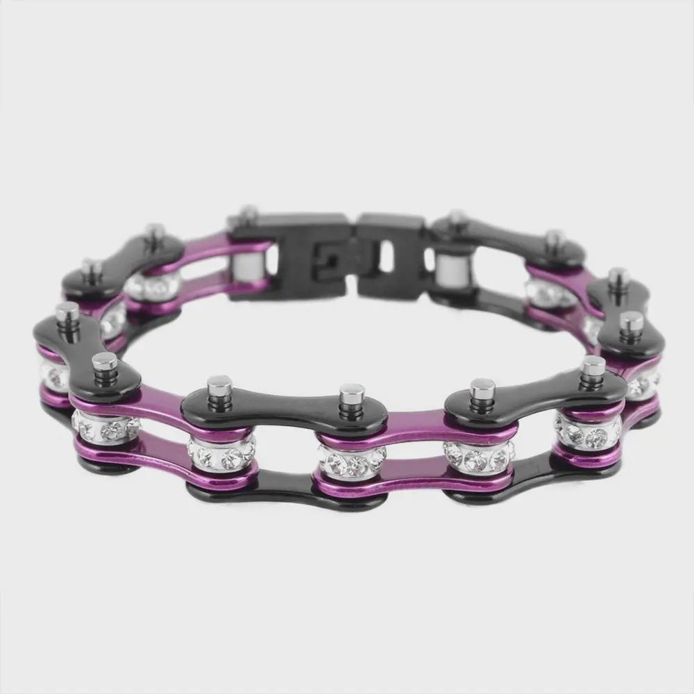 8.25"  Two Tone Black Purple White Crystal Centers