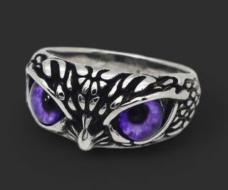 Purple Owl Eyes Ring