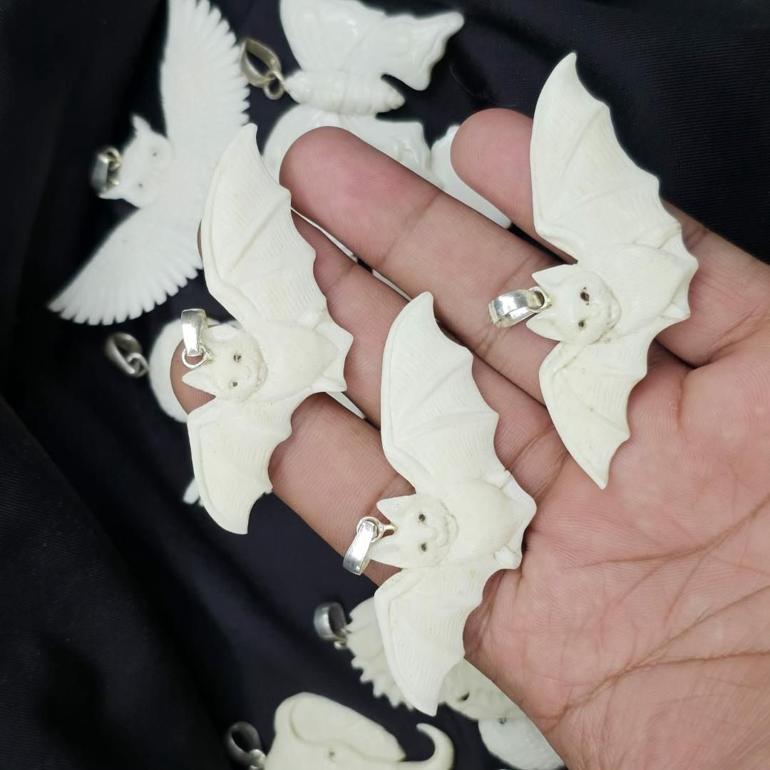 Hand Carved Bat Pendant