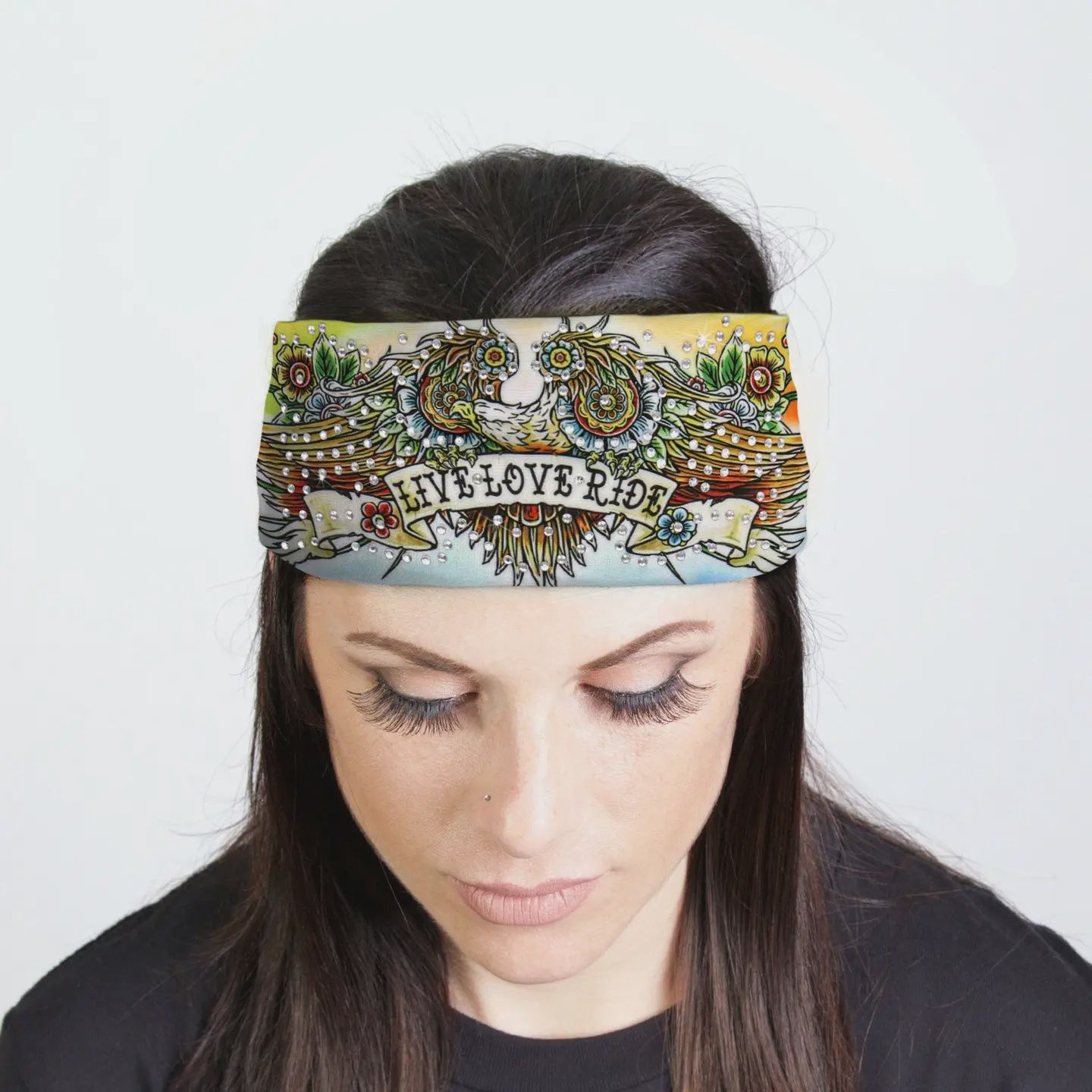 Hot Leathers Bling Bands Tattoo Eagle Rhinestone Crystal Headband Wraps