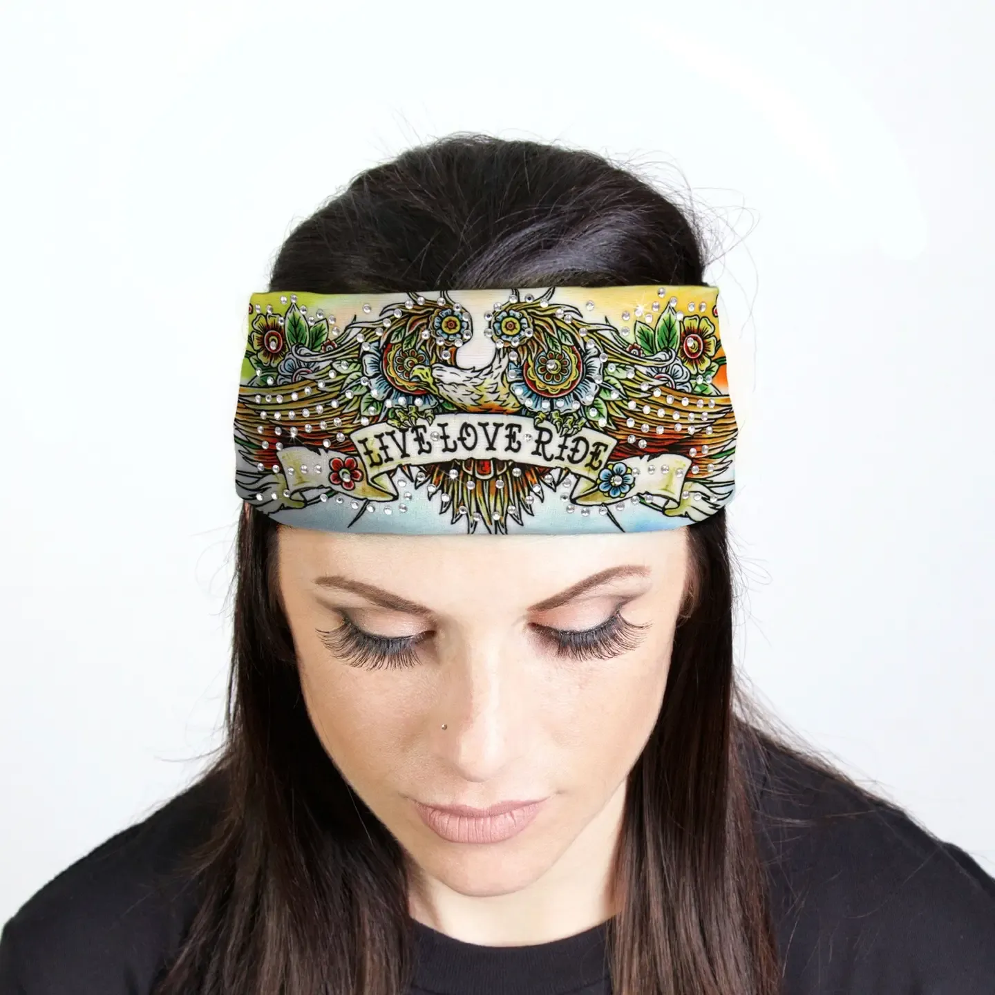 Hot Leathers Bling Bands Tattoo Eagle Rhinestone Crystal Headband Wraps