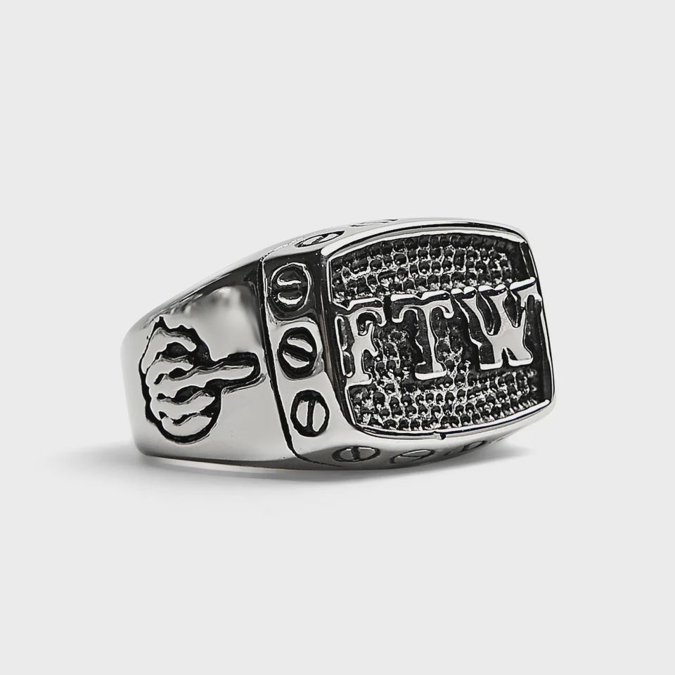 "FTW" Middle Finger Signet Ring