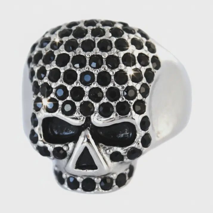 Bling Skull Imitation Black Diamond Ring