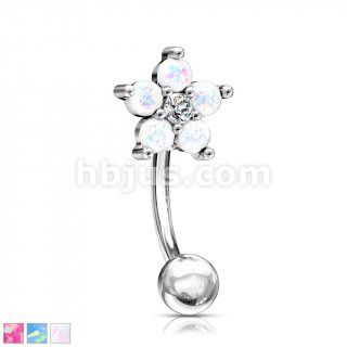316L Surgical Steel CZ Center Flower Eyebrow