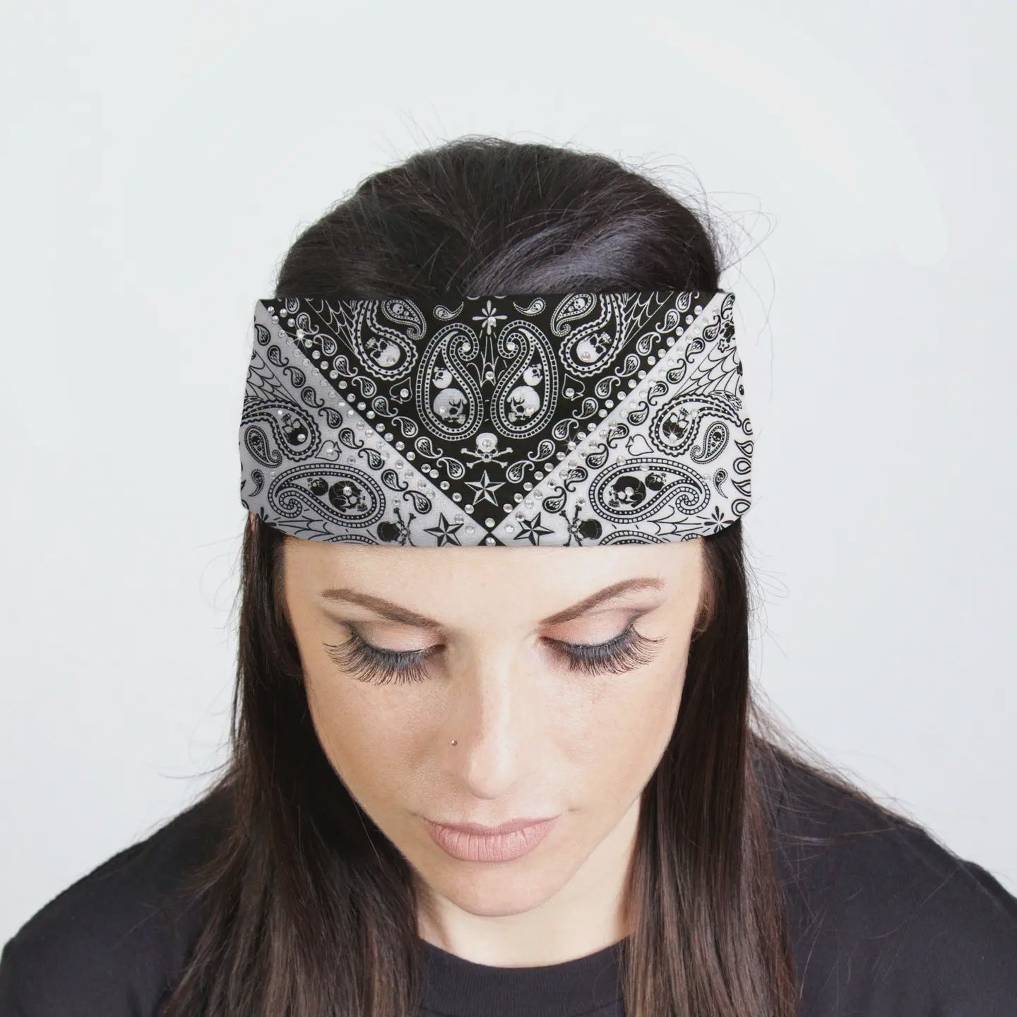 Hot Leathers Bling Bands Skull Paisley Chvrn Rhinestone Crystal Headband