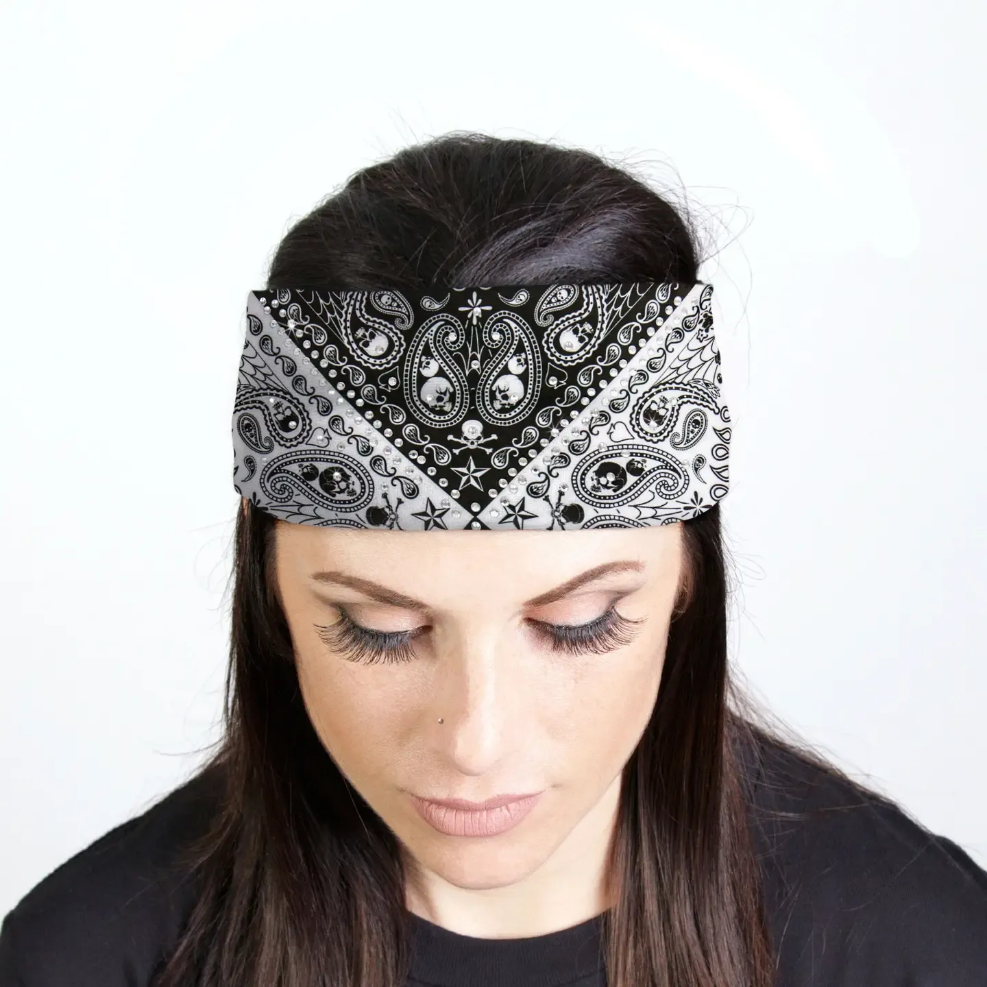 Hot Leathers Bling Bands Skull Paisley Chvrn Rhinestone Crystal Headband