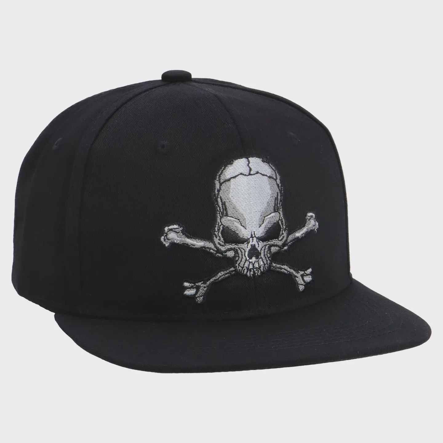 Biker Skull Cotton Snap Back Flat Brim Cap