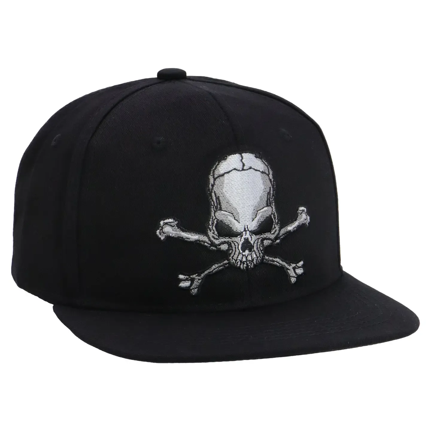 Biker Skull Cotton Snap Back Flat Brim Cap