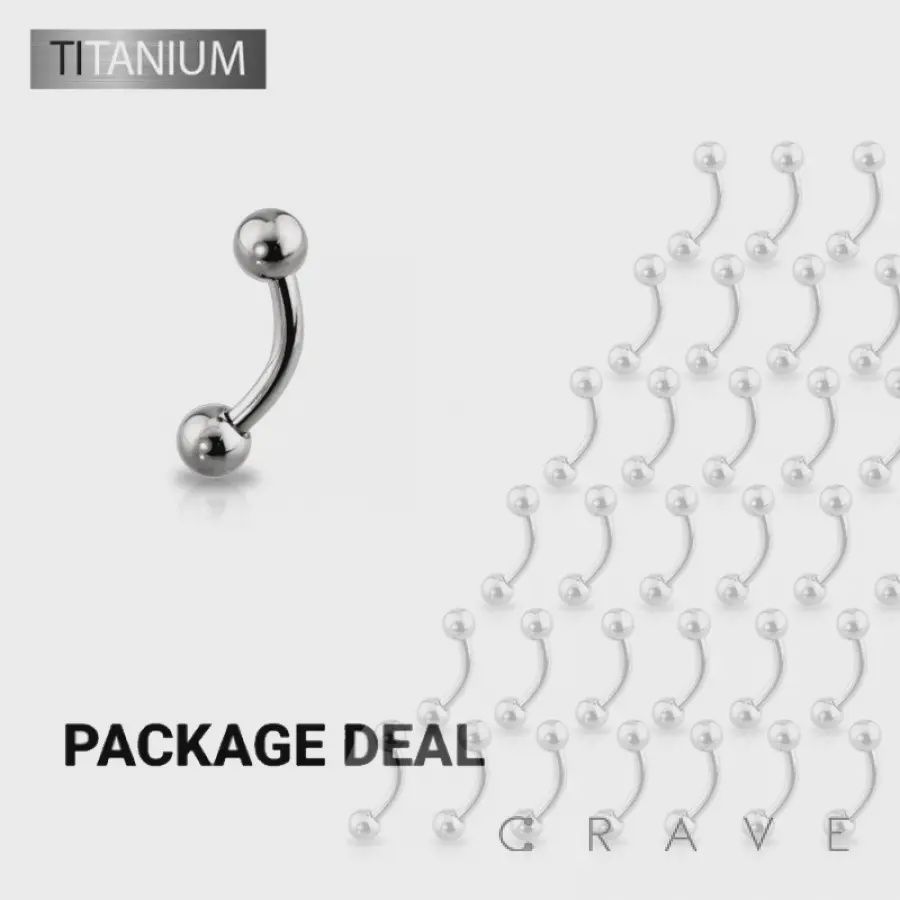 16G Implant Grade Titanium Curved Barbell/Eyebrows with Ball