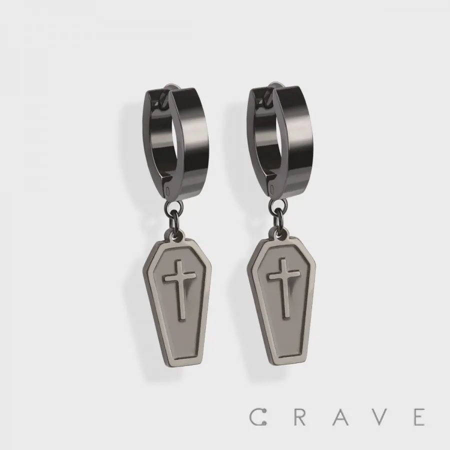 Black Coffin Pendant Earrings